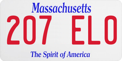 MA license plate 207EL0