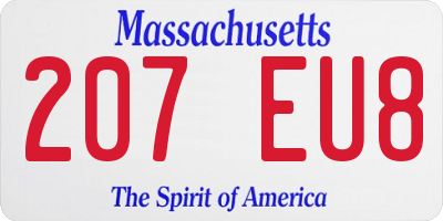 MA license plate 207EU8