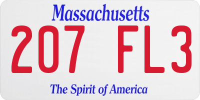 MA license plate 207FL3