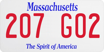 MA license plate 207GO2