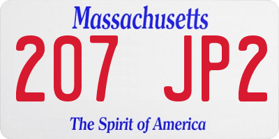 MA license plate 207JP2