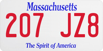 MA license plate 207JZ8