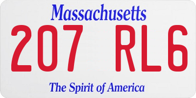 MA license plate 207RL6