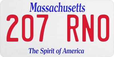 MA license plate 207RN0