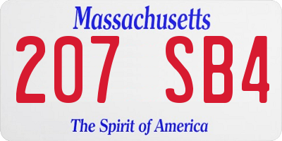 MA license plate 207SB4