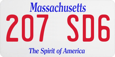MA license plate 207SD6