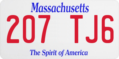 MA license plate 207TJ6