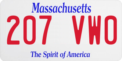 MA license plate 207VW0