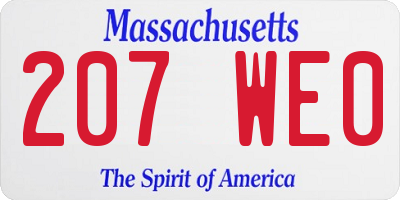 MA license plate 207WE0