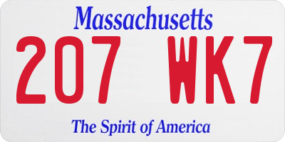 MA license plate 207WK7