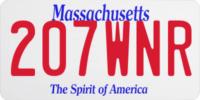 MA license plate 207WNR