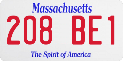 MA license plate 208BE1