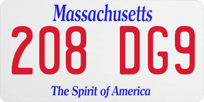 MA license plate 208DG9