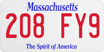 MA license plate 208FY9