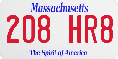 MA license plate 208HR8