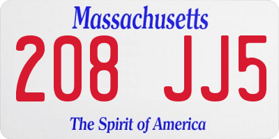 MA license plate 208JJ5