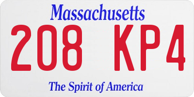 MA license plate 208KP4