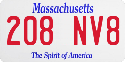MA license plate 208NV8
