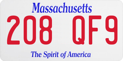 MA license plate 208QF9