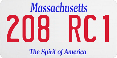 MA license plate 208RC1