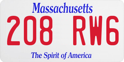 MA license plate 208RW6