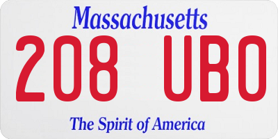 MA license plate 208UB0
