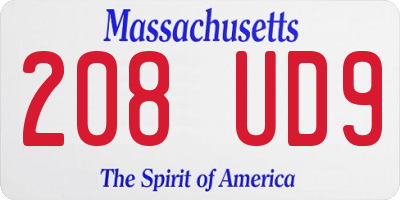 MA license plate 208UD9