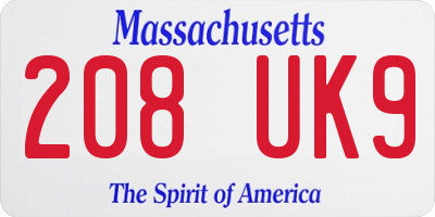 MA license plate 208UK9