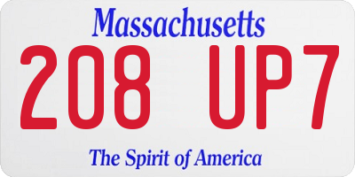 MA license plate 208UP7