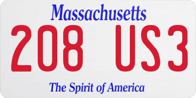 MA license plate 208US3