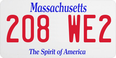 MA license plate 208WE2
