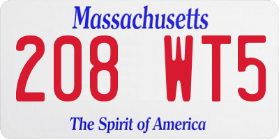 MA license plate 208WT5