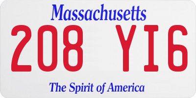 MA license plate 208YI6