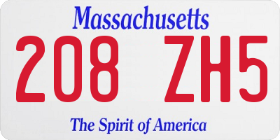 MA license plate 208ZH5
