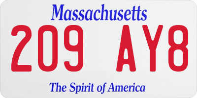 MA license plate 209AY8