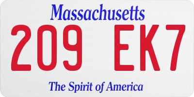 MA license plate 209EK7