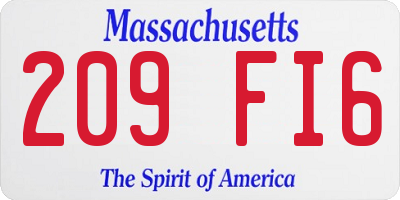 MA license plate 209FI6