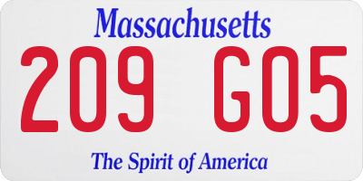 MA license plate 209GO5