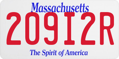 MA license plate 209I2R