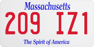 MA license plate 209IZ1