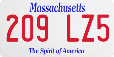 MA license plate 209LZ5