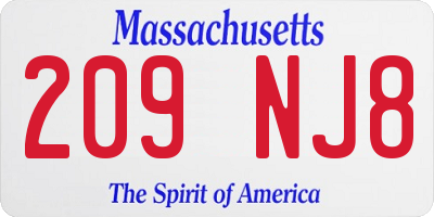 MA license plate 209NJ8