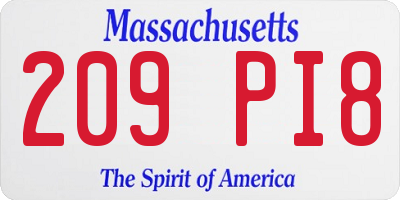 MA license plate 209PI8