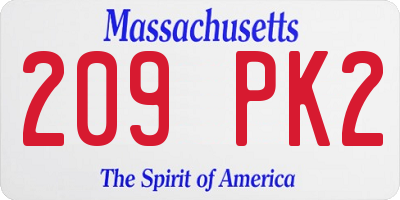 MA license plate 209PK2
