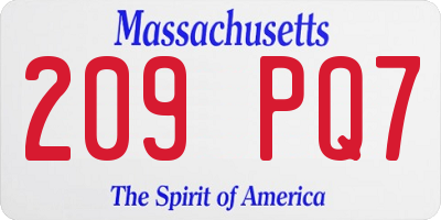 MA license plate 209PQ7