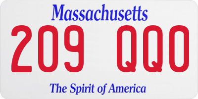 MA license plate 209QQ0