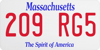 MA license plate 209RG5