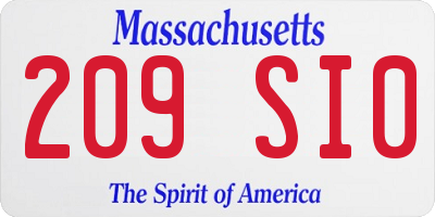 MA license plate 209SI0