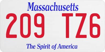 MA license plate 209TZ6