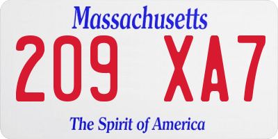 MA license plate 209XA7